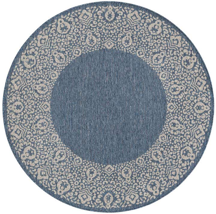 5' x 5' Easy-Clean Border Indoor / Outdoor Round Rug