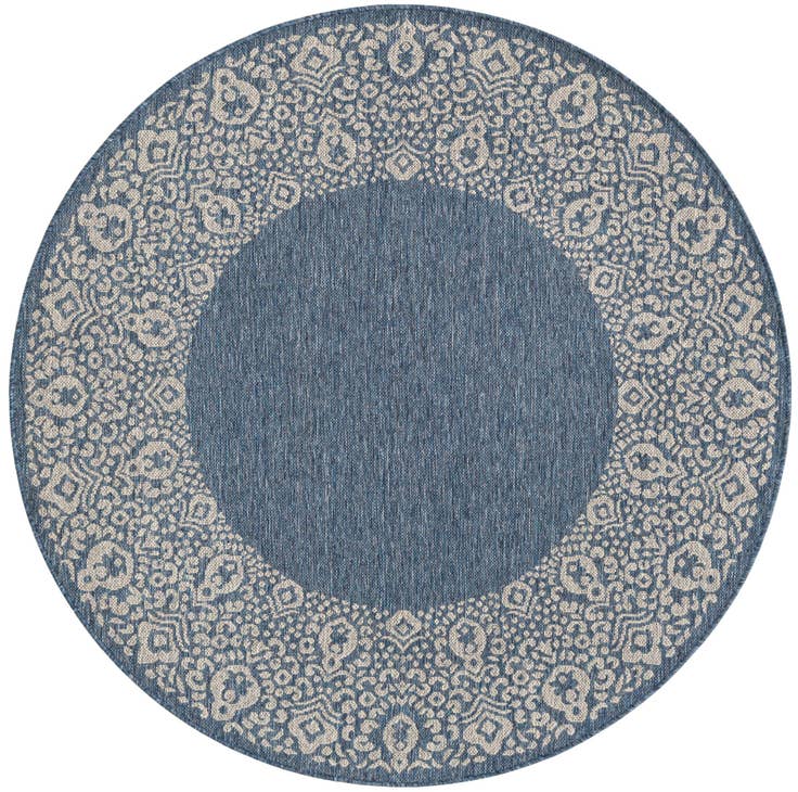 Detail image of 5' x 5' Easy-Clean Border Indoor / Outdoor Round Rug