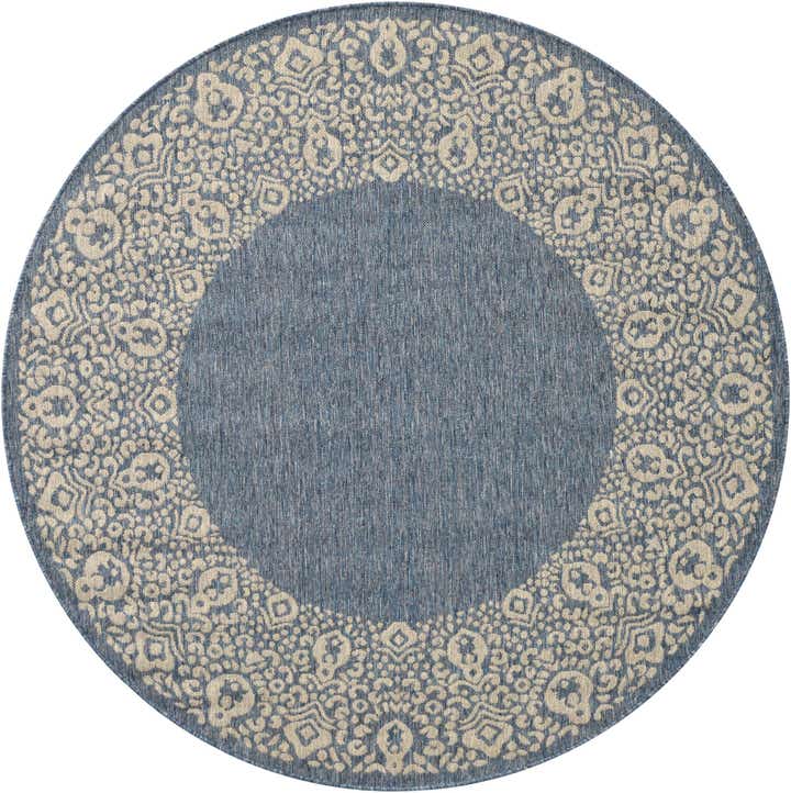 6' x 6' Easy-Clean Border Indoor / Outdoor Round Rug