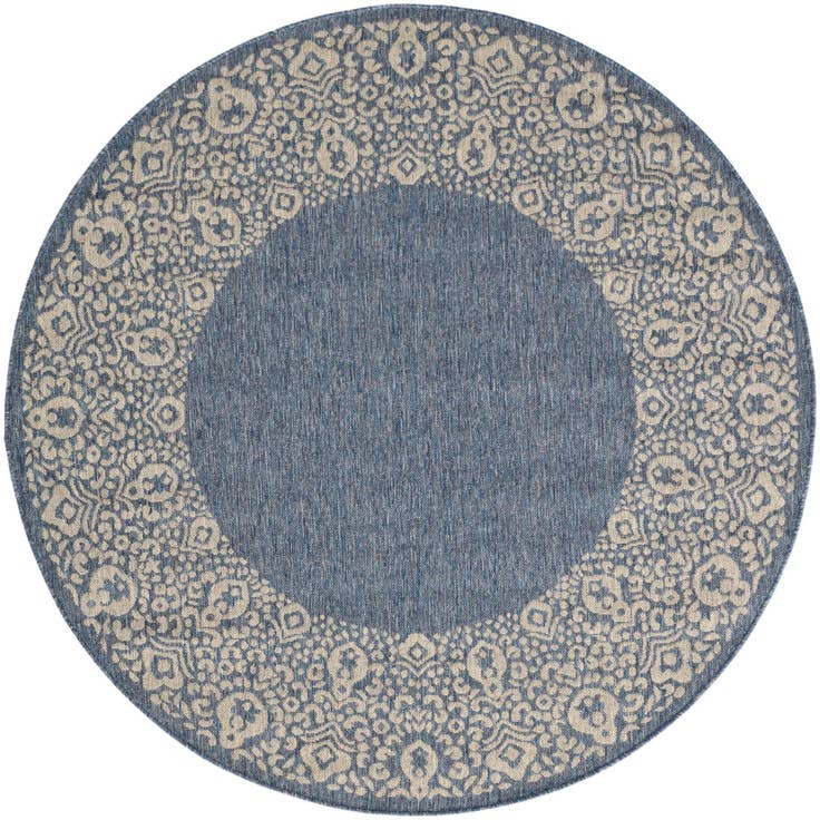 Detail image of 6' x 6' Easy-Clean Border Indoor / Outdoor Round Rug