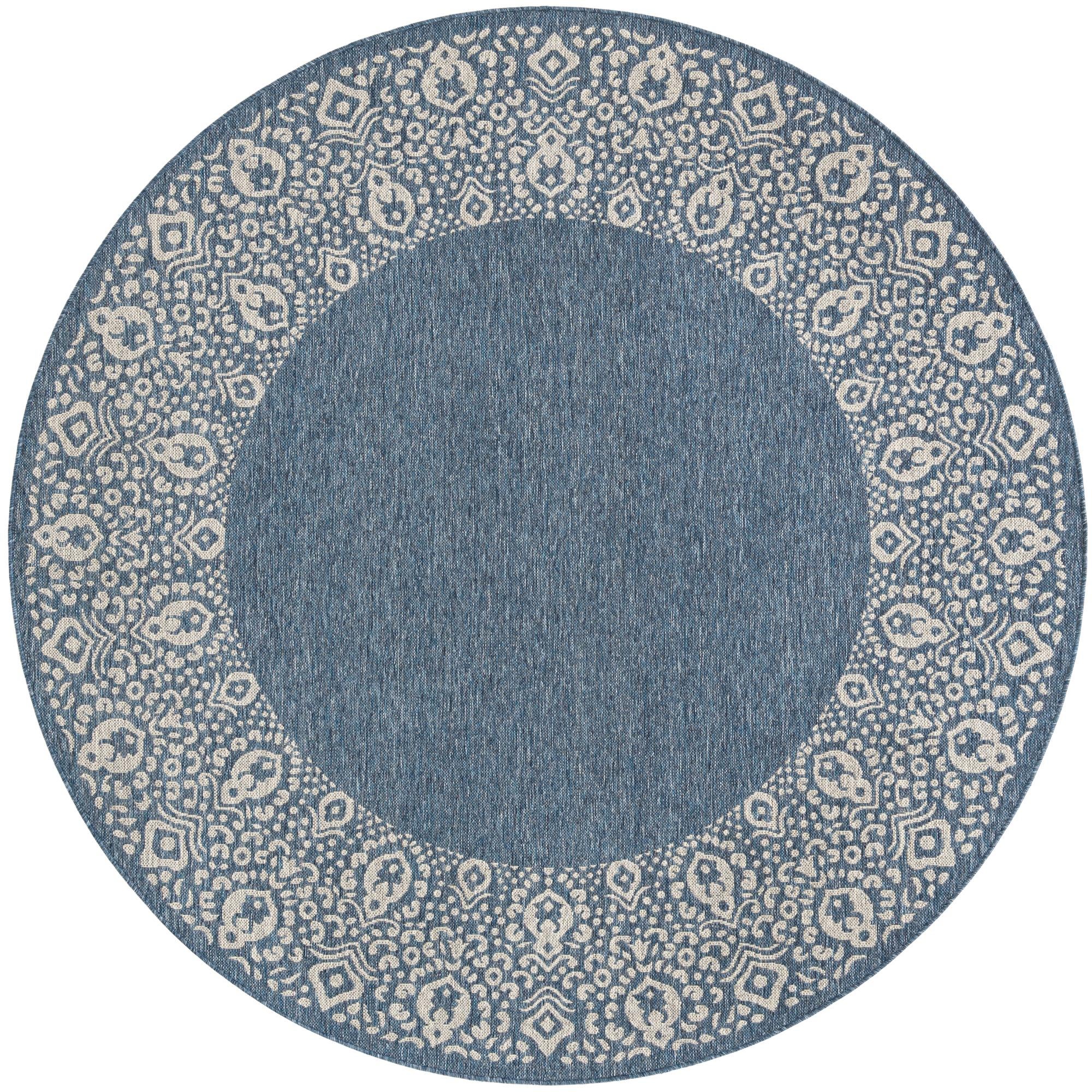 7' 10 x 7' 10  Washable Border Indoor / Outdoor Round Rug