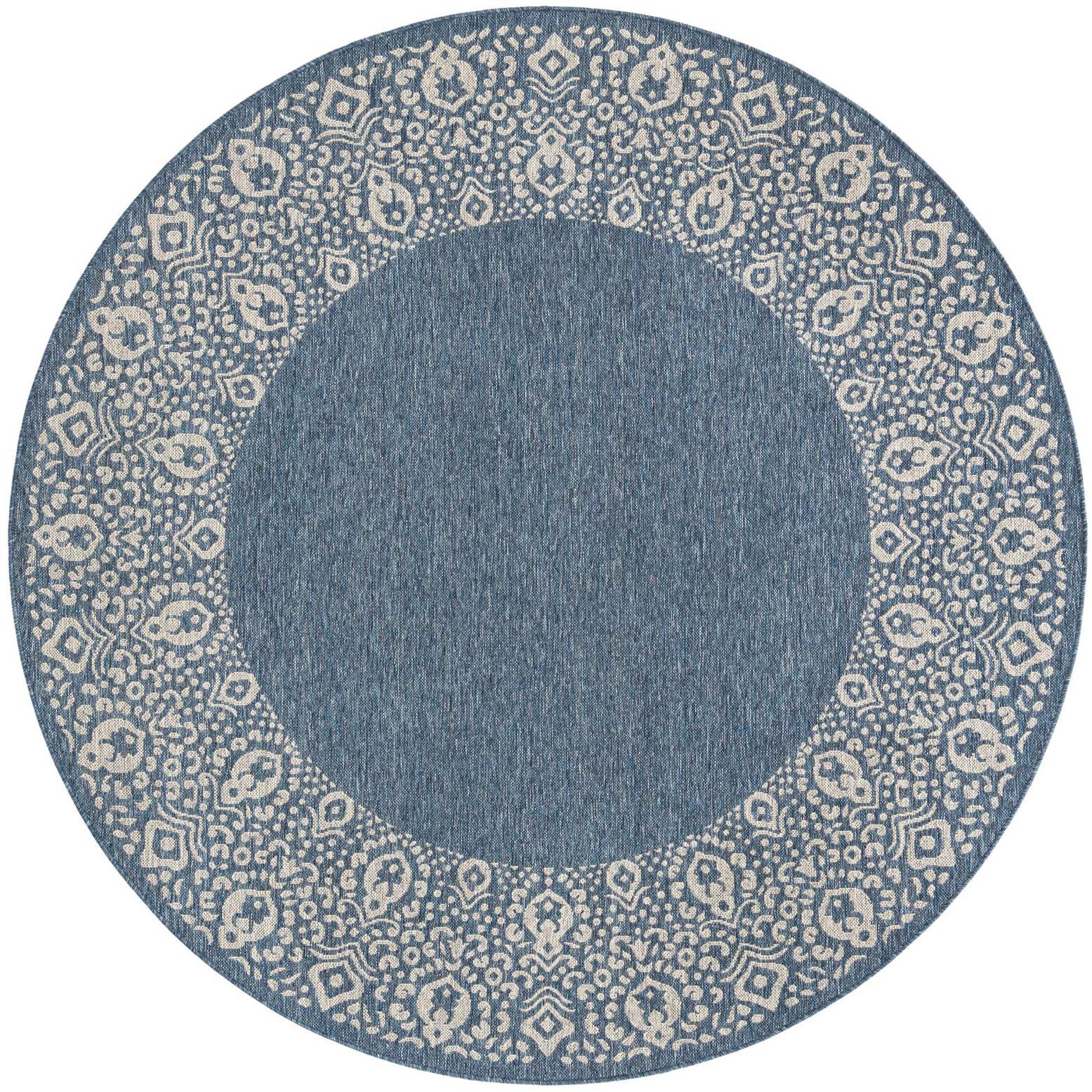 7' 10 x 7' 10 Easy-Clean Border Indoor / Outdoor Round Rug