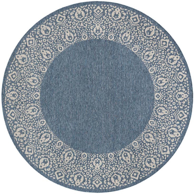 Detail image of 7' 10 x 7' 10 Easy-Clean Border Indoor / Outdoor Round Rug