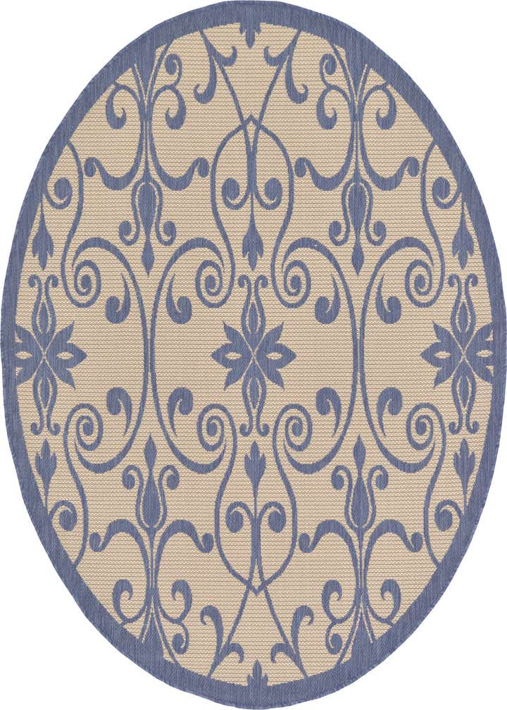 6' x 6' Easy-Clean Botanical Indoor / Outdoor Round Rug