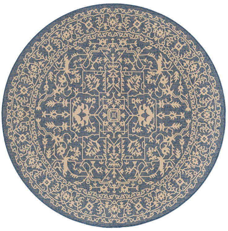 Detail image of 6' x 6' Easy-Clean Botanical Indoor / Outdoor Round Rug