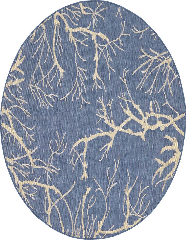 Detail image of 6' x 6' Easy-Clean Outdoor Botanical Coral Indoor / Outdoor Round Rug