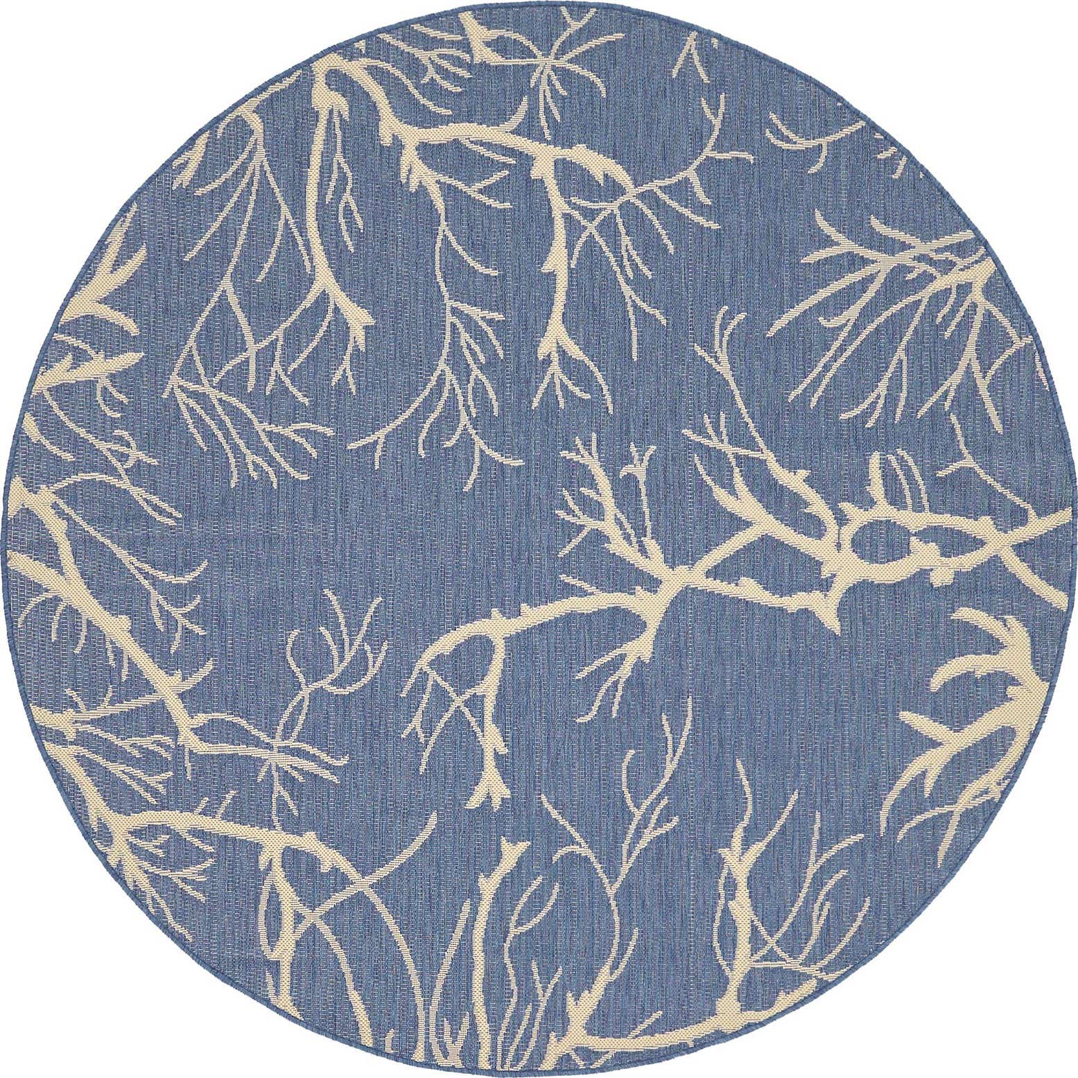 6' x 6' Easy-Clean Outdoor Botanical Coral Indoor / Outdoor Round Rug