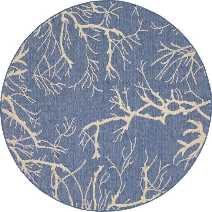 6' x 6' Easy-Clean Outdoor Botanical Coral Indoor / Outdoor Round Rug