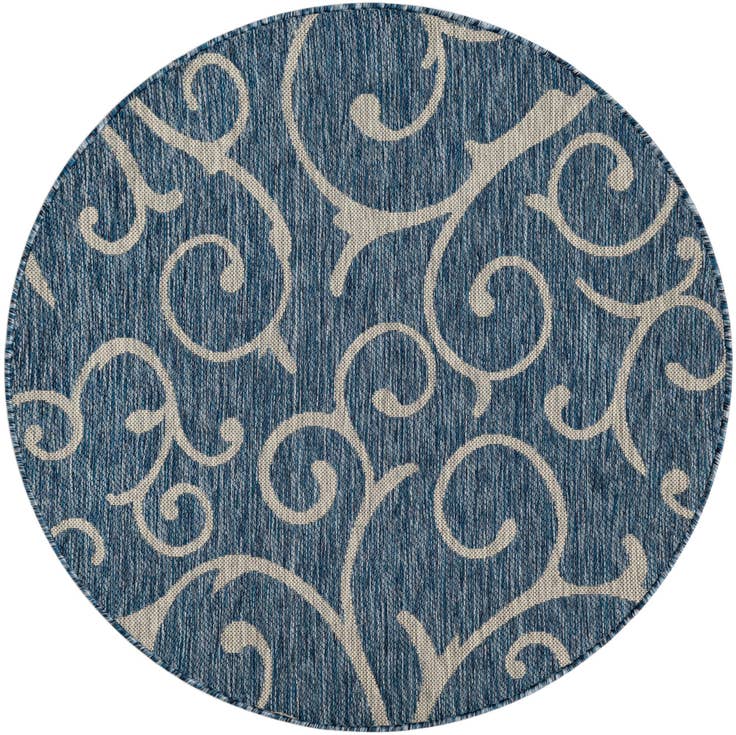 Detail image of 4' x 4' Easy-Clean Botanical Indoor / Outdoor Round Rug