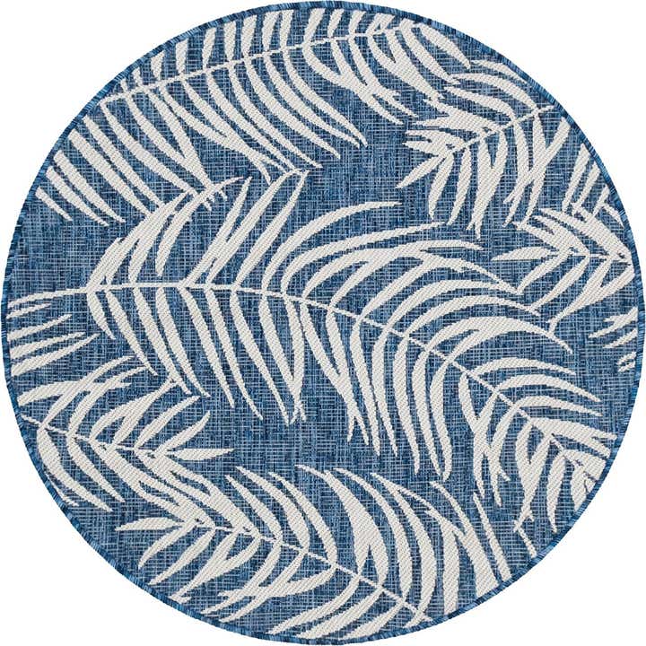 4' x 4' Easy-Clean Botanical Indoor / Outdoor Round Rug