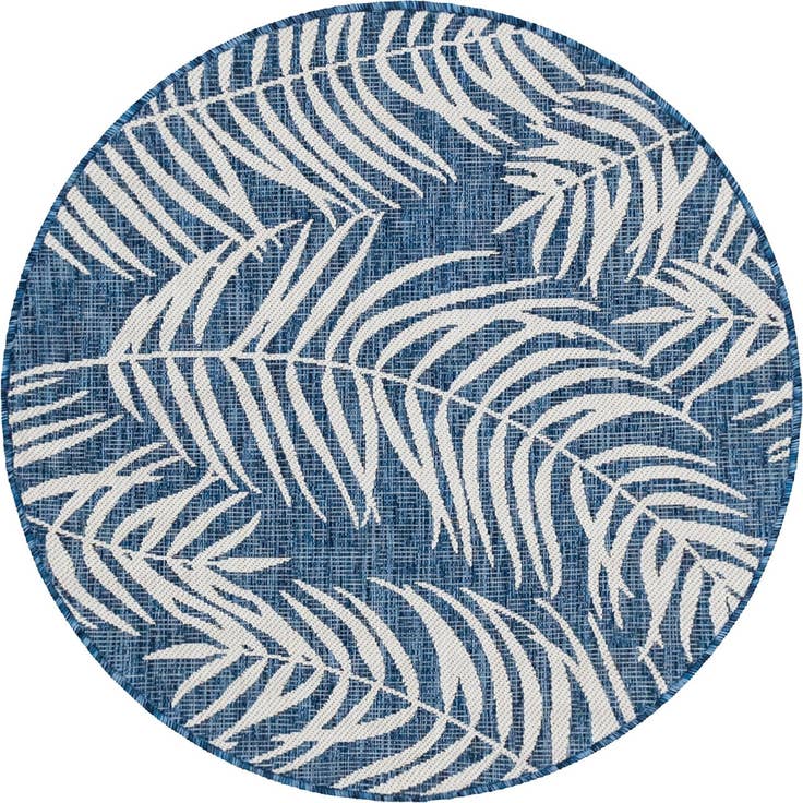 Detail image of 4' x 4' Easy-Clean Botanical Indoor / Outdoor Round Rug