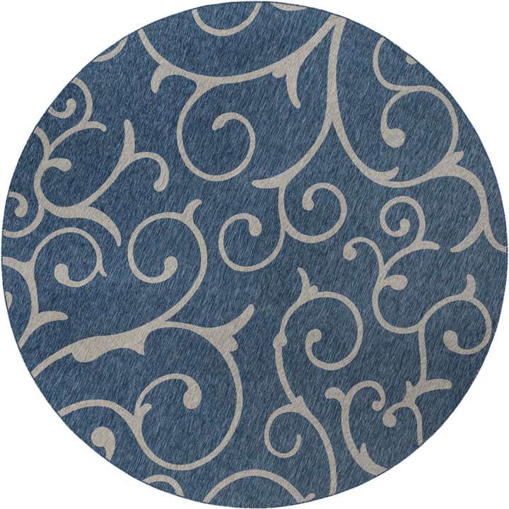 13' x 13' Easy-Clean Botanical Indoor / Outdoor Round Rug
