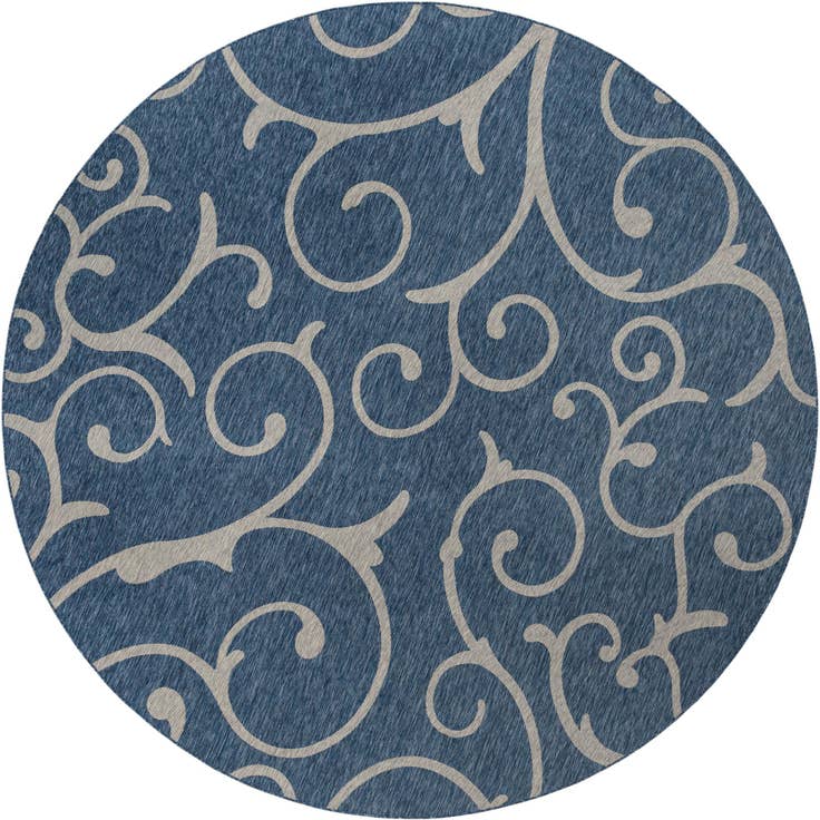 Detail image of 13' x 13' Easy-Clean Botanical Indoor / Outdoor Round Rug