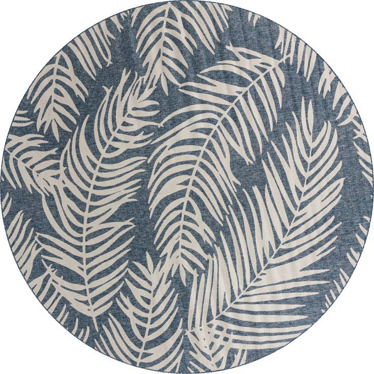 Detail image of 13' x 13' Easy-Clean Botanical Indoor / Outdoor Round Rug