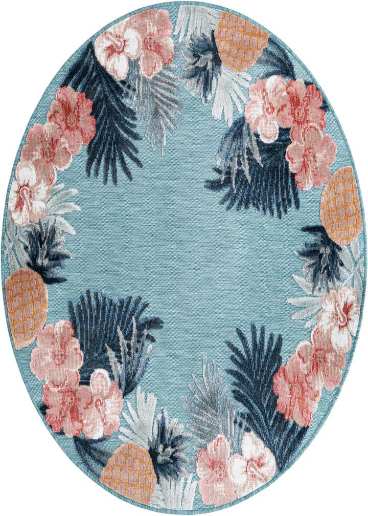 4' 5 x 4' 5 Easy-Clean Botanical Indoor / Outdoor Round Rug