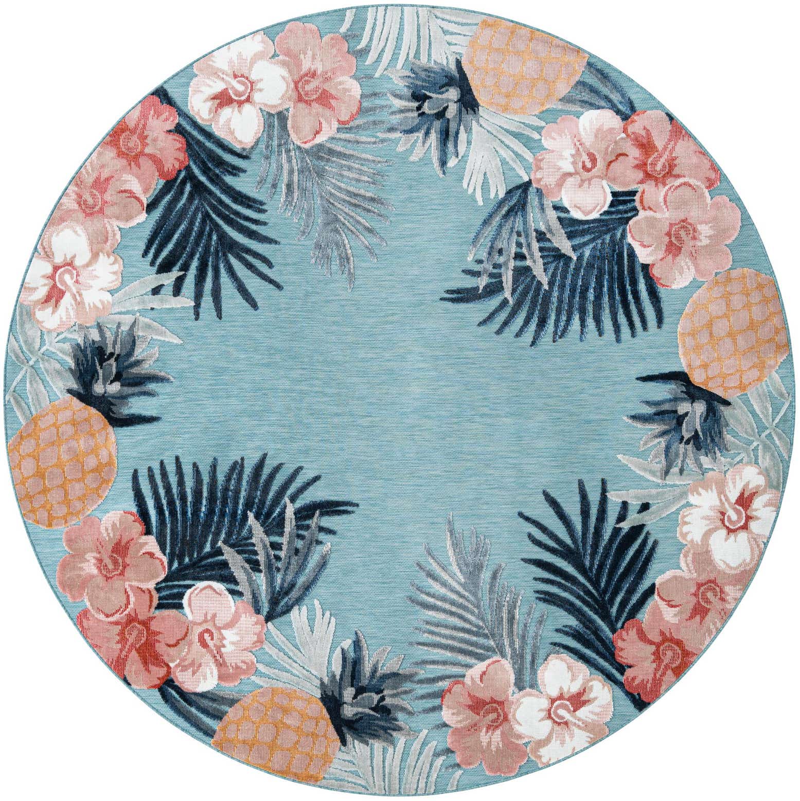 8' 2 x 8' 2 Easy-Clean Botanical Indoor / Outdoor Round Rug
