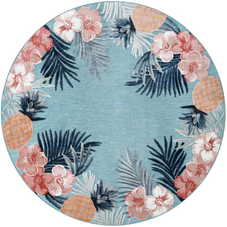 Detail image of 8' 2 x 8' 2 Easy-Clean Botanical Indoor / Outdoor Round Rug