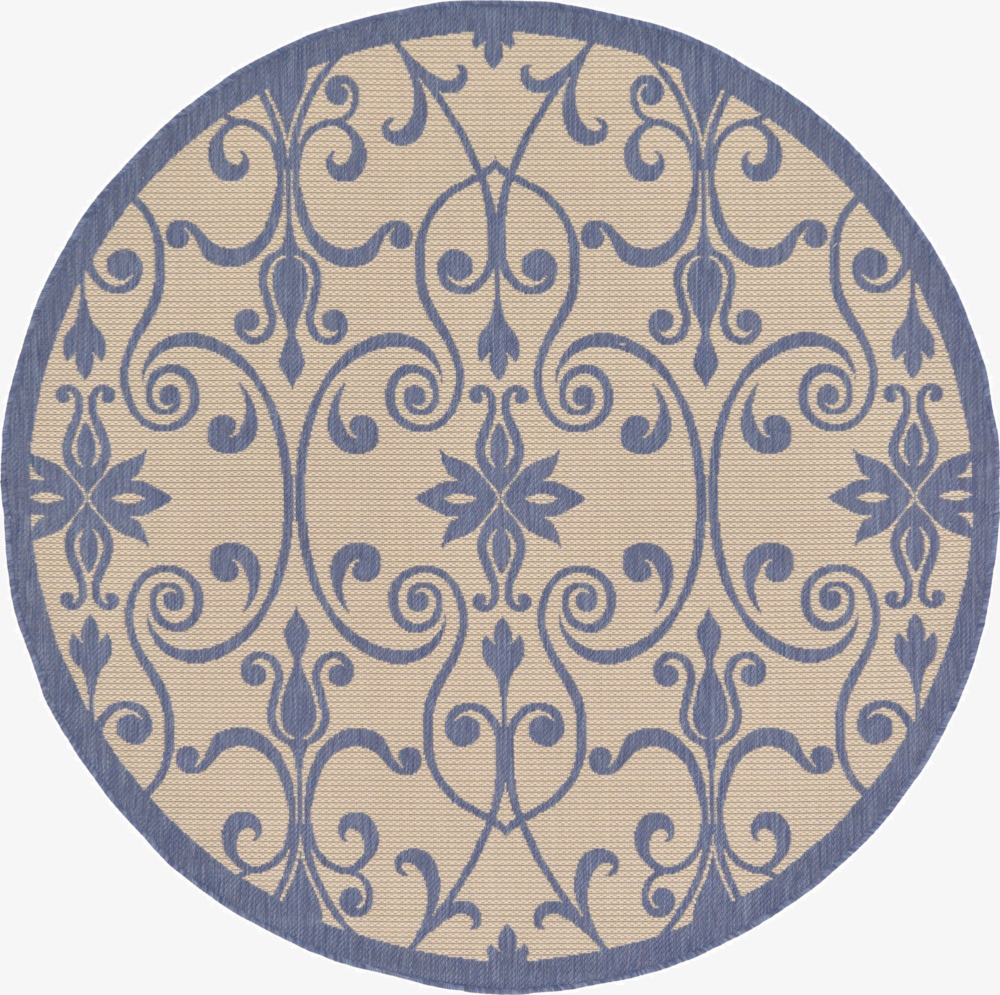 6' x 6'  Washable Botanical Indoor / Outdoor Round Rug