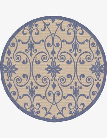 6' x 6' Easy-Clean Botanical Indoor / Outdoor Round Rug