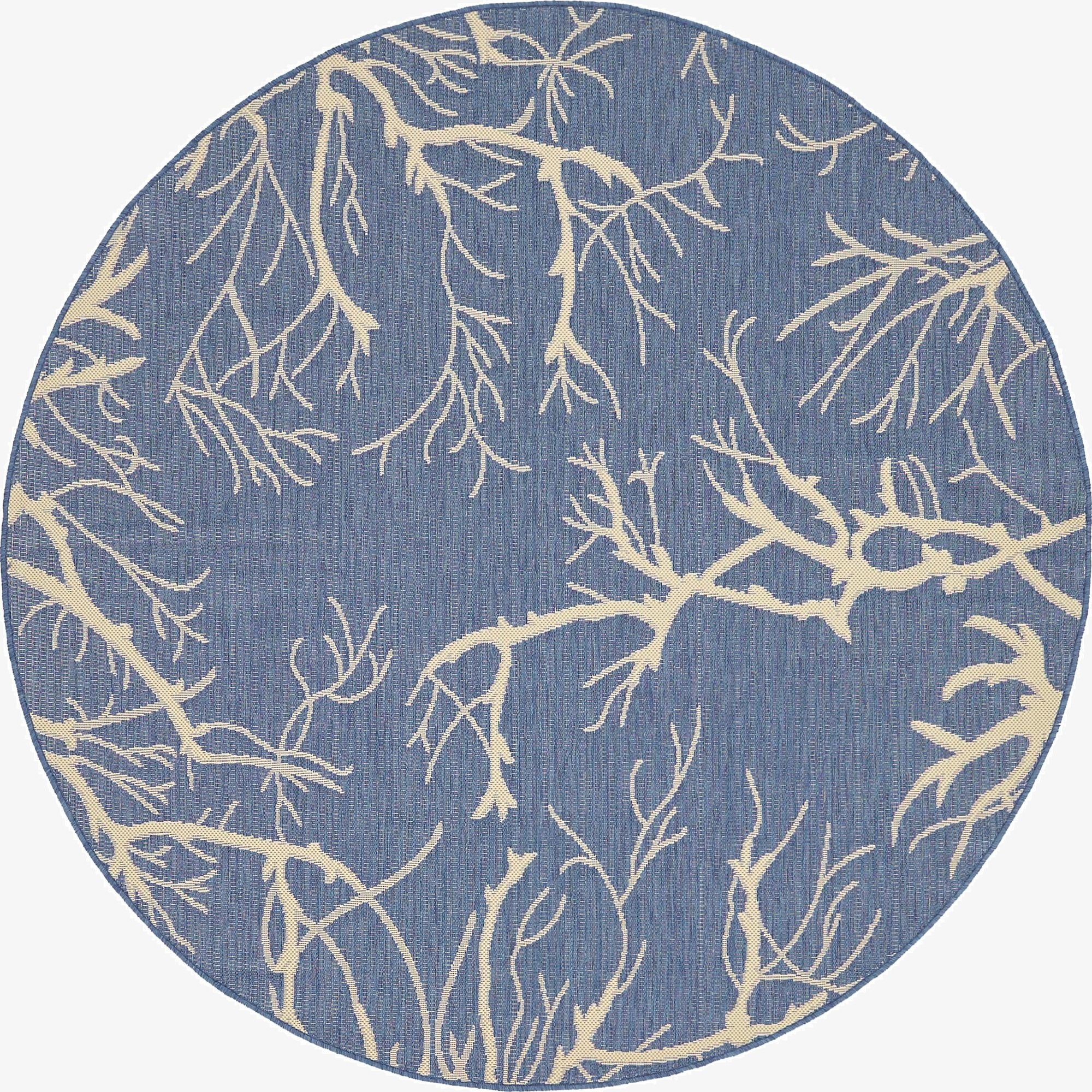 6' x 6'  Washable  Outdoor Botanical Coral Indoor / Outdoor Round Rug