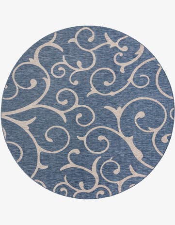 10' 8 x 10' 8 Easy-Clean Botanical Indoor / Outdoor Round Rug