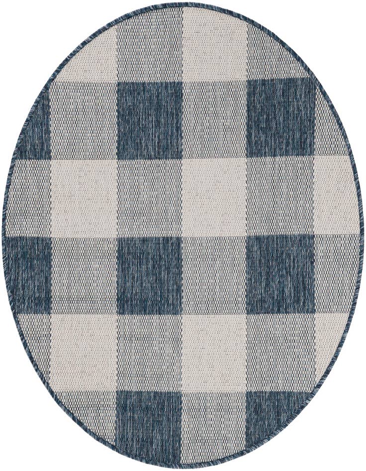 Detail image of 3' x 3' Easy-Clean Checkered Indoor / Outdoor Round Rug