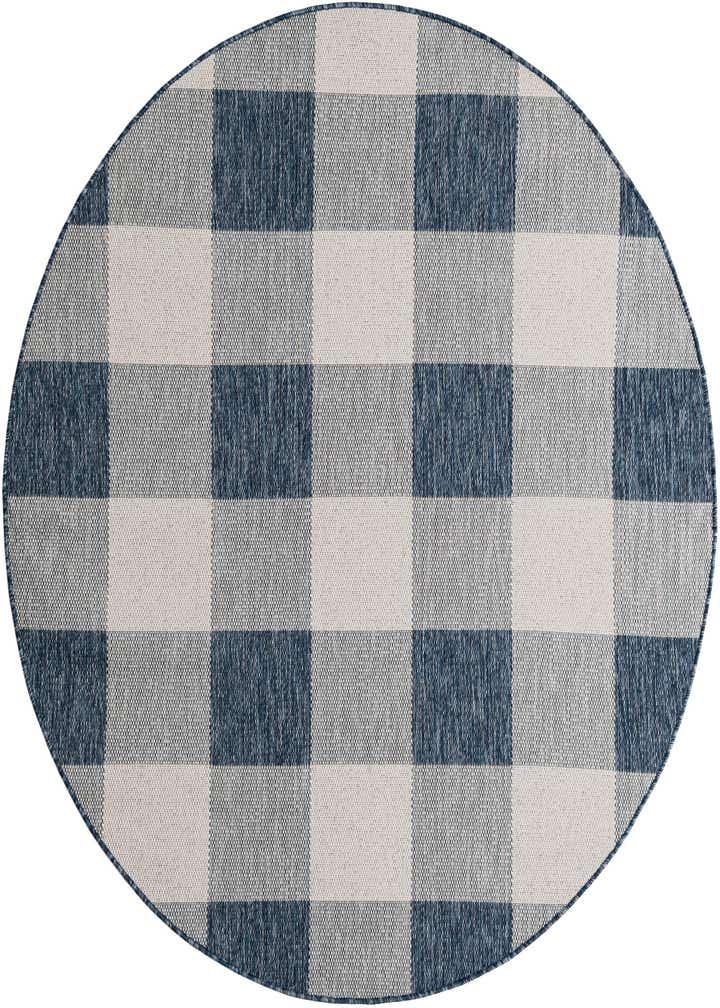 6' x 6' Easy-Clean Checkered Indoor / Outdoor Round Rug
