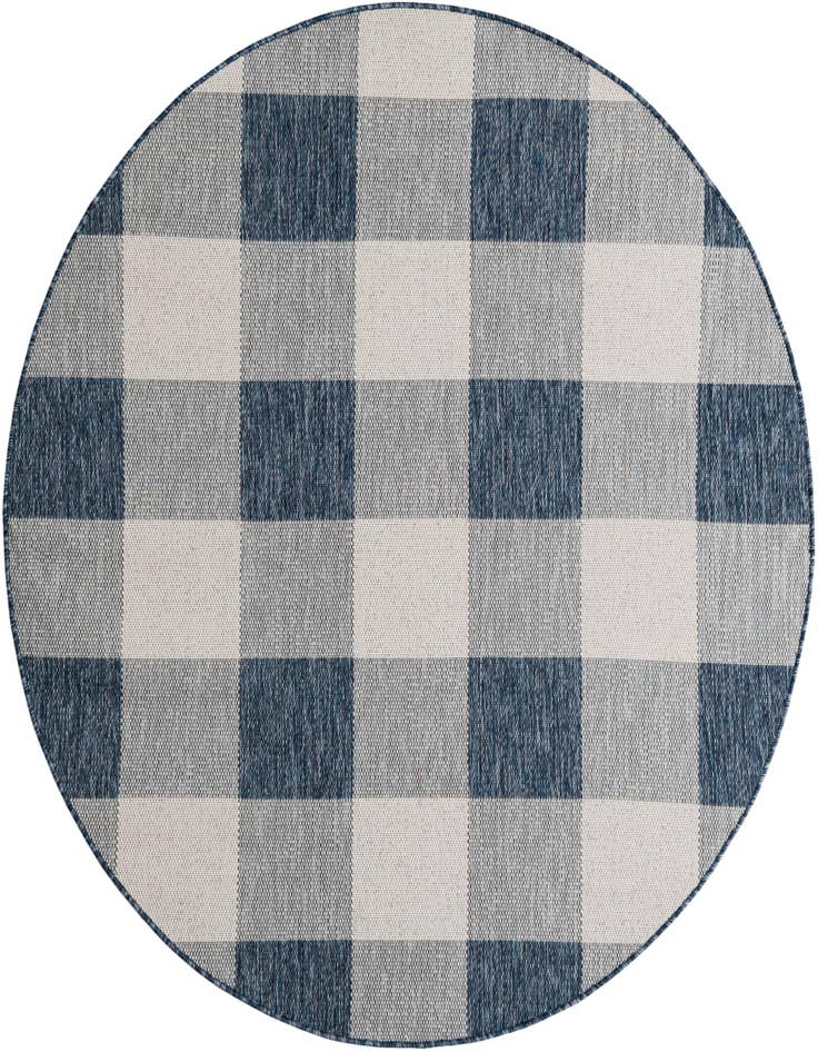 Detail image of 6' x 6' Easy-Clean Checkered Indoor / Outdoor Round Rug