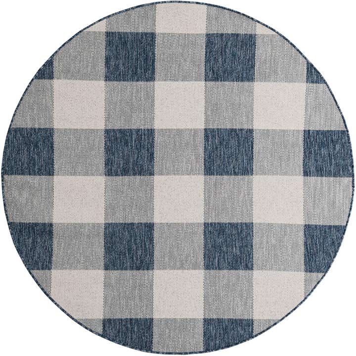 6' x 6' Easy-Clean Checkered Indoor / Outdoor Round Rug