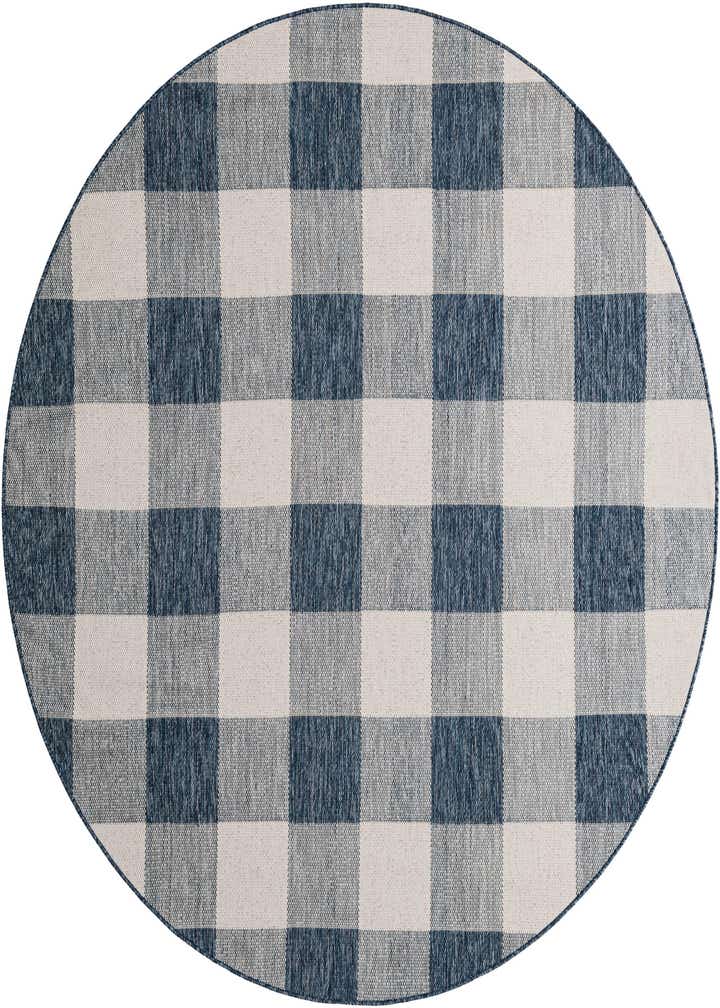 7' 10 x 7' 10 Easy-Clean Checkered Indoor / Outdoor Round Rug