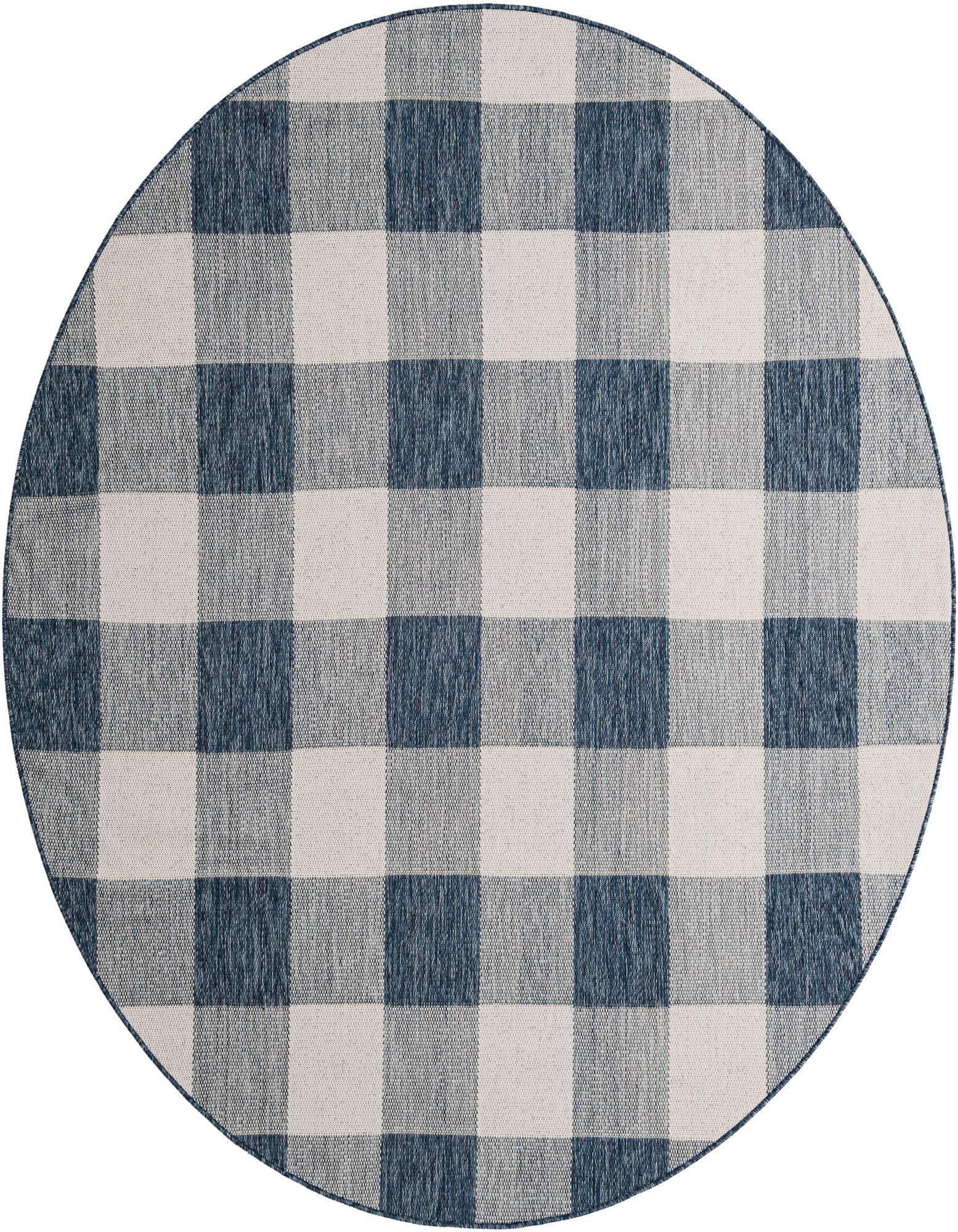 7' 10 x 7' 10 Easy-Clean Checkered Indoor / Outdoor Round Rug