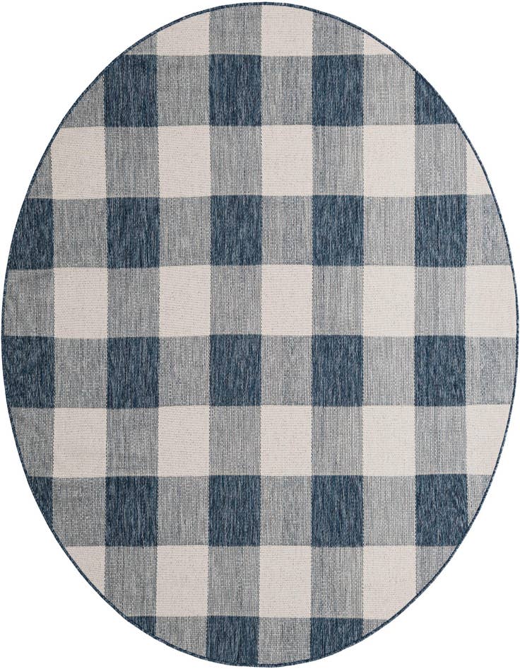 Detail image of 7' 10 x 7' 10 Easy-Clean Checkered Indoor / Outdoor Round Rug