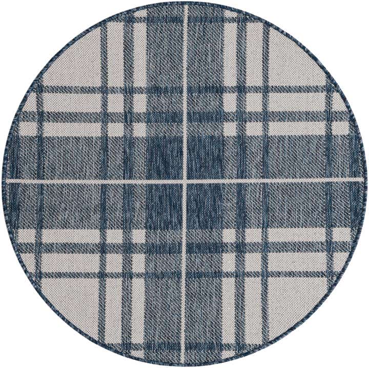 3' x 3' Easy-Clean Checkered Indoor / Outdoor Round Rug