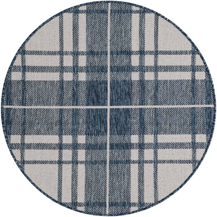 Detail image of 3' x 3' Easy-Clean Checkered Indoor / Outdoor Round Rug