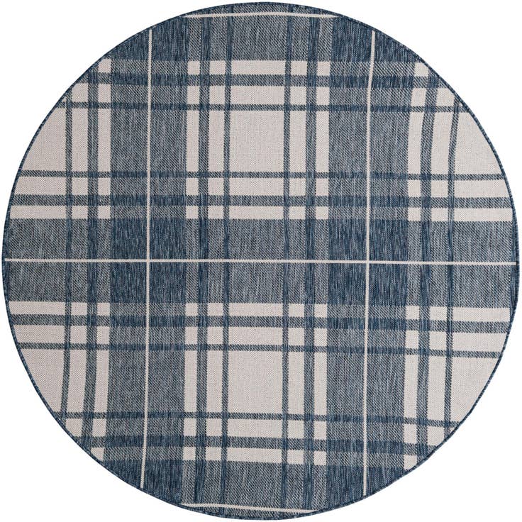 Detail image of 6' x 6' Easy-Clean Checkered Indoor / Outdoor Round Rug