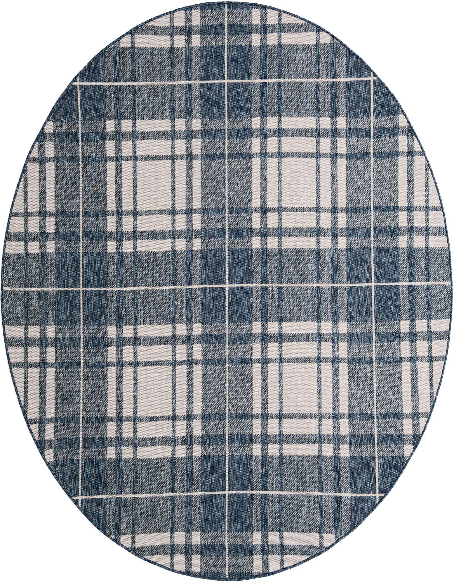 7' 10 x 7' 10 Easy-Clean Checkered Indoor / Outdoor Round Rug