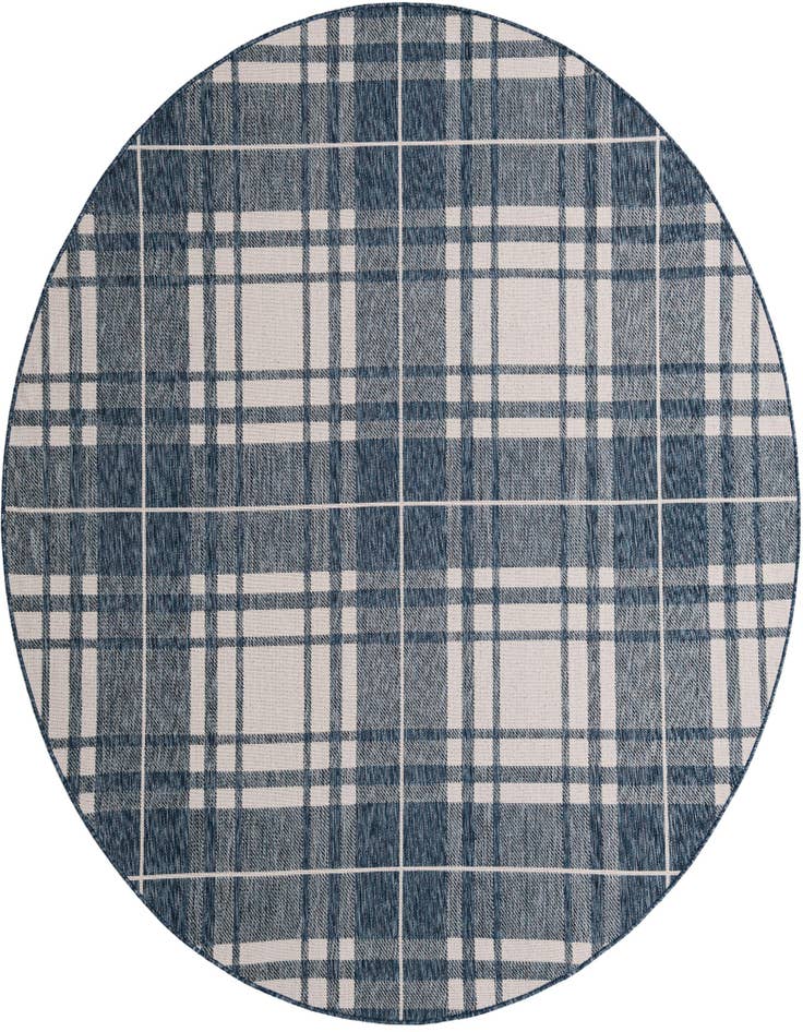 Detail image of 7' 10 x 7' 10 Easy-Clean Checkered Indoor / Outdoor Round Rug