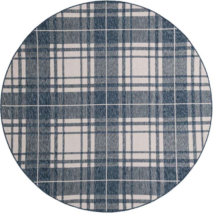 7' 10 x 7' 10 Easy-Clean Checkered Indoor / Outdoor Round Rug