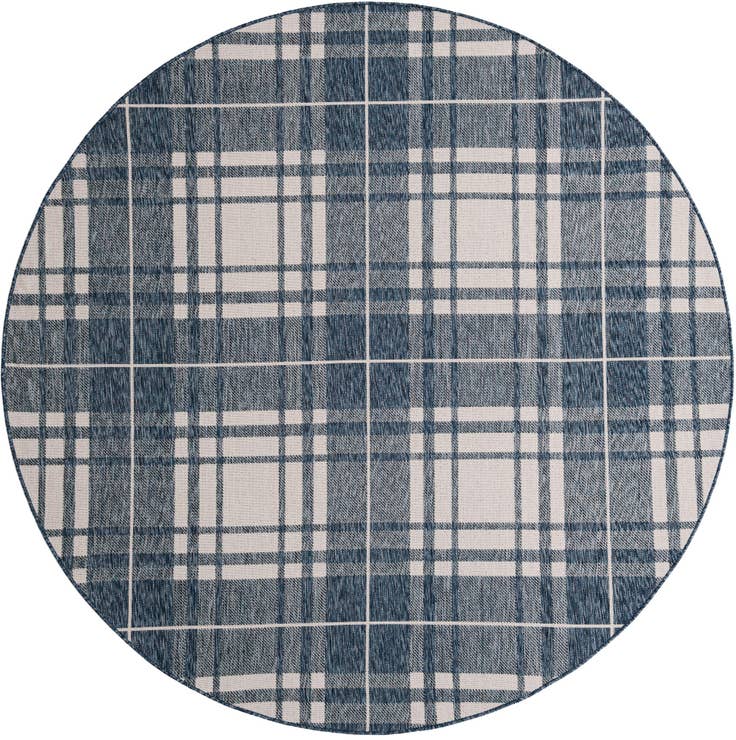 Detail image of 7' 10 x 7' 10 Easy-Clean Checkered Indoor / Outdoor Round Rug