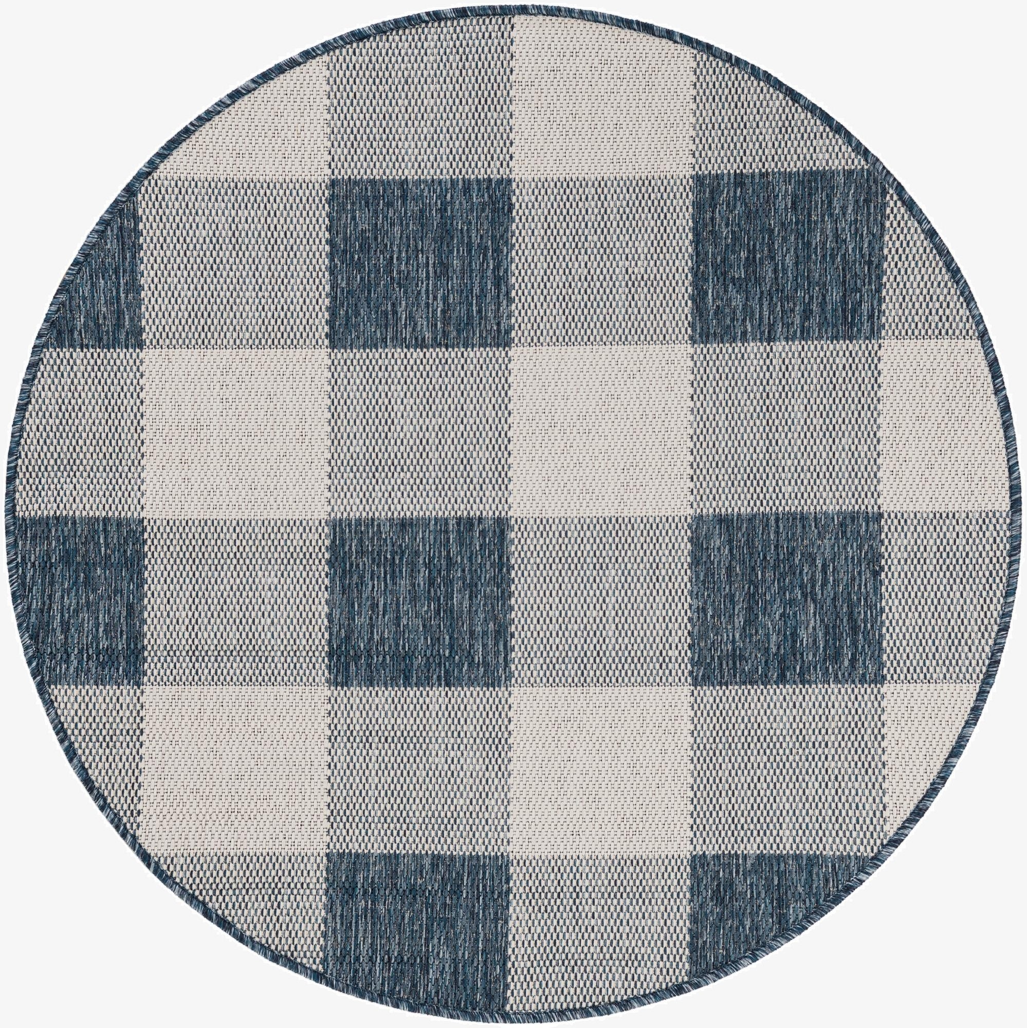3' x 3'  Washable Checkered Indoor / Outdoor Round Rug