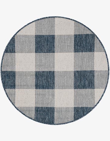 3' x 3' Easy-Clean Checkered Indoor / Outdoor Round Rug