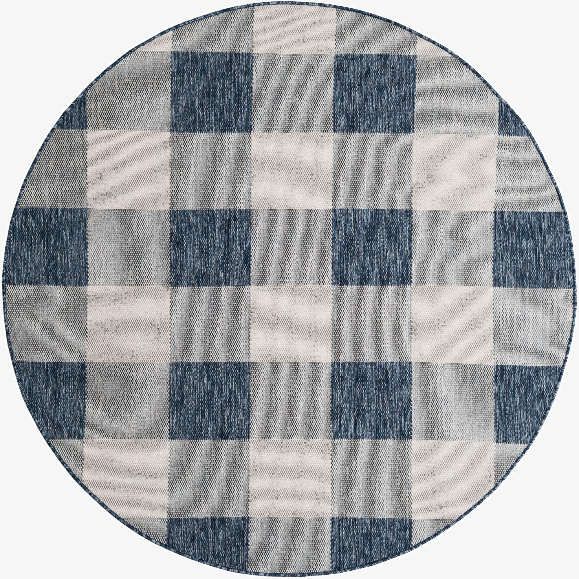 6' x 6'  Washable Checkered Indoor / Outdoor Round Rug