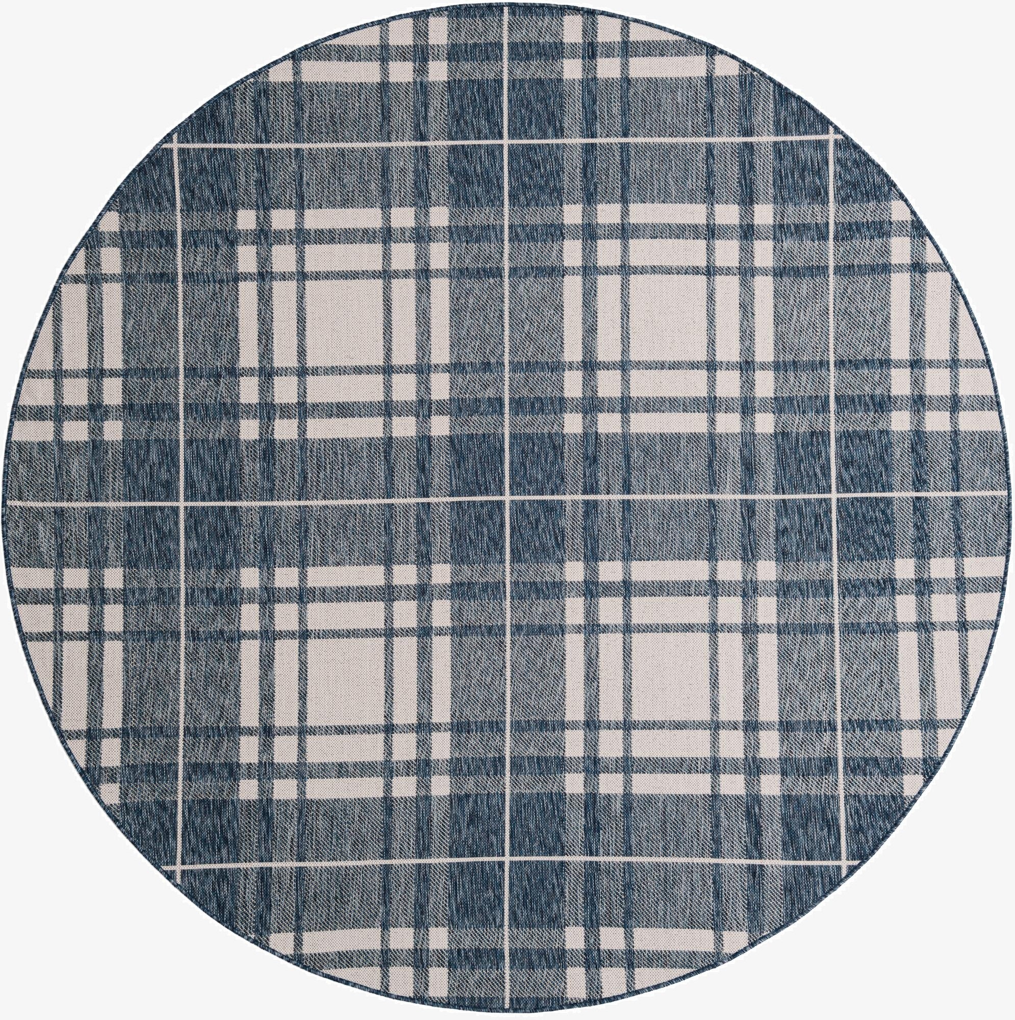 7' 10 x 7' 10  Washable Checkered Indoor / Outdoor Round Rug