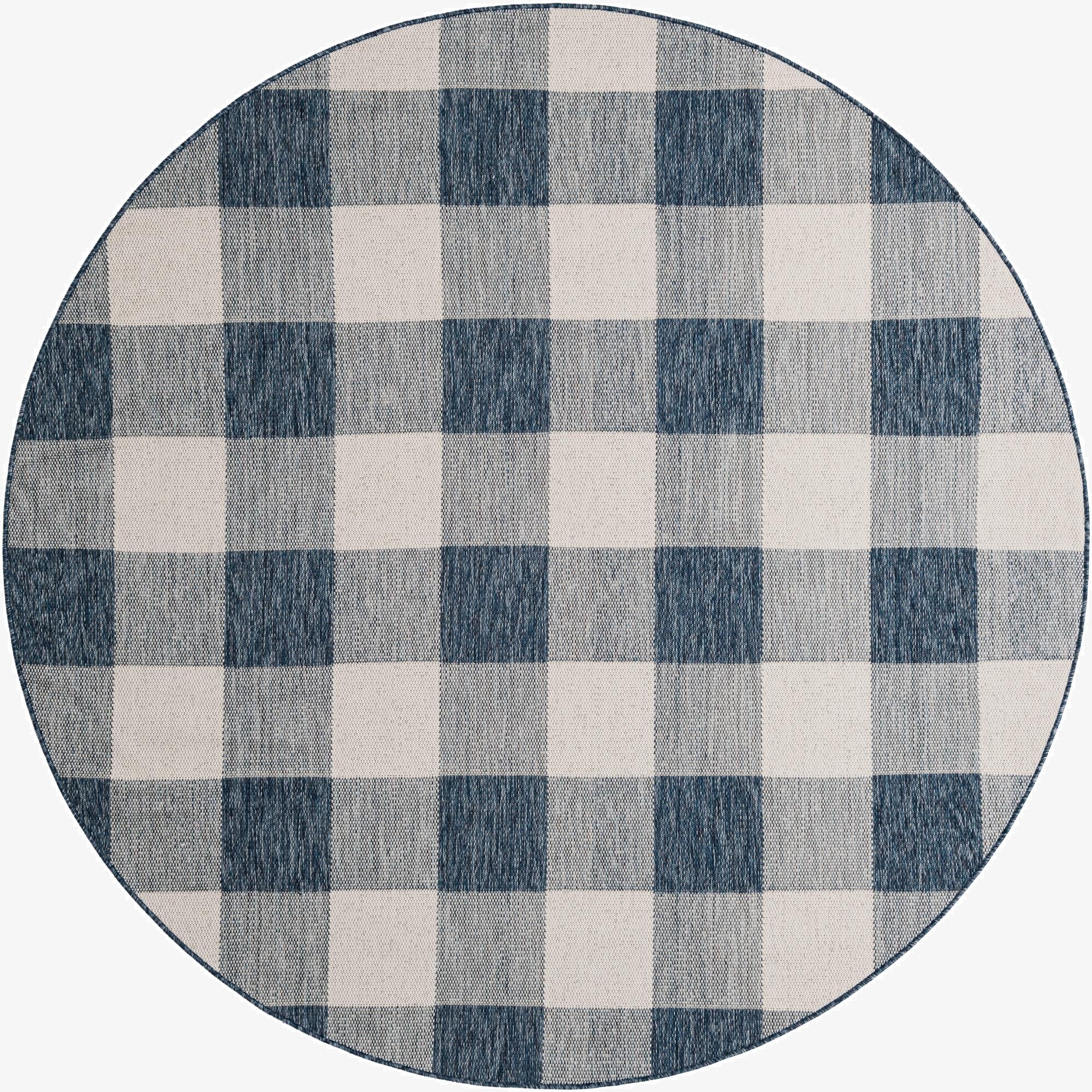 7' 10 x 7' 10  Washable Checkered Indoor / Outdoor Round Rug
