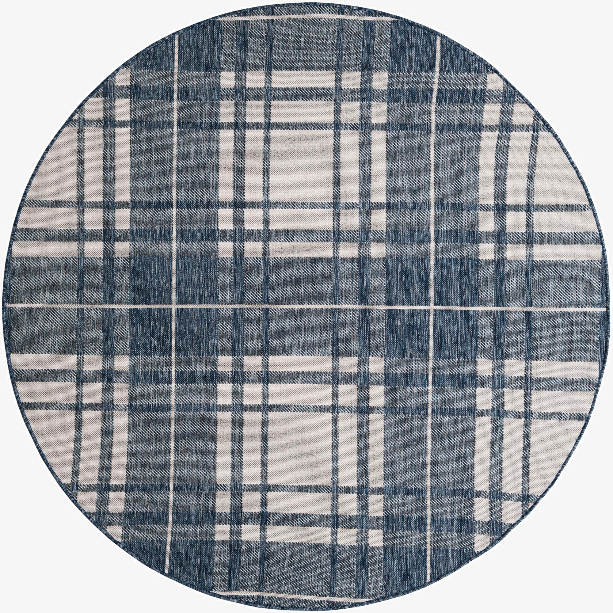 6' x 6'  Washable Checkered Indoor / Outdoor Round Rug