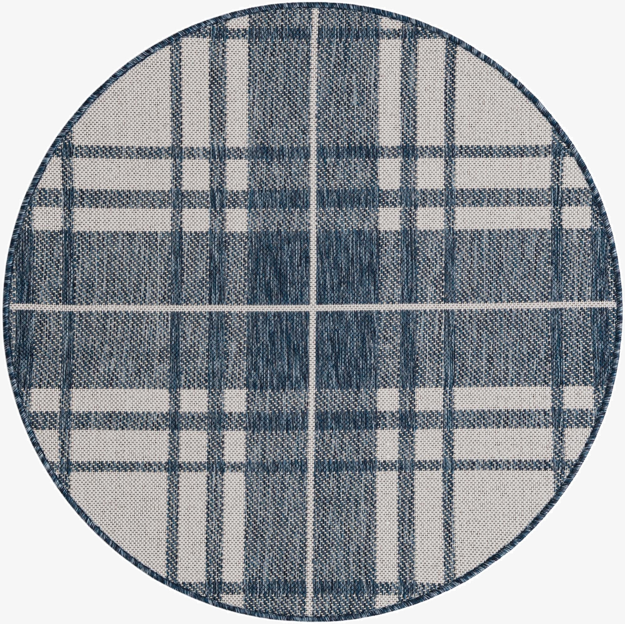 3' x 3'  Washable Checkered Indoor / Outdoor Round Rug