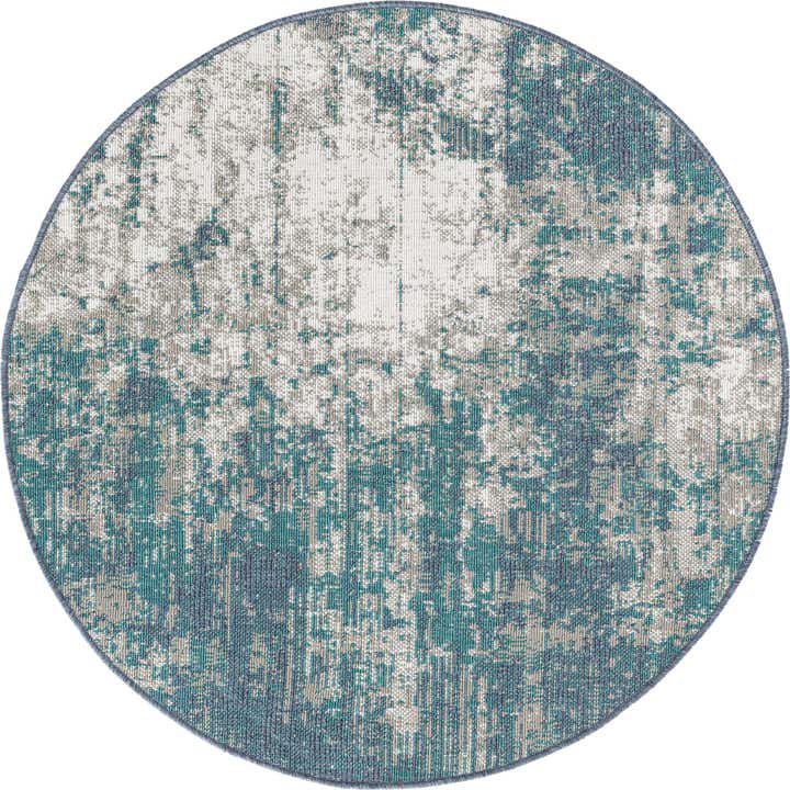 4' x 4' Easy-Clean Coastal Indoor / Outdoor Round Rug