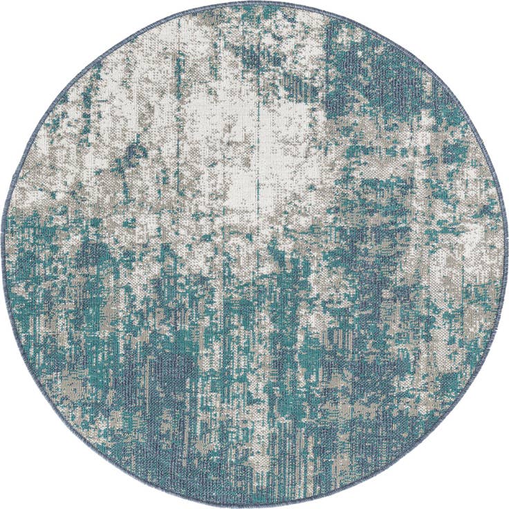 Detail image of 4' x 4' Easy-Clean Coastal Indoor / Outdoor Round Rug