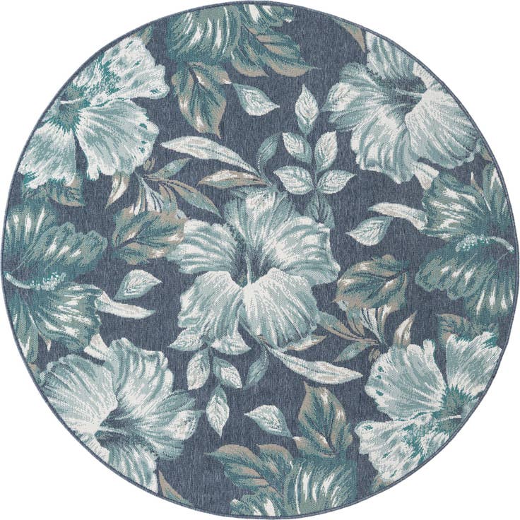 Detail image of 7' x 7' Easy-Clean Coastal Indoor / Outdoor Round Rug