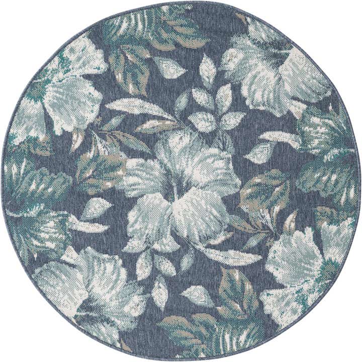 4' x 4' Easy-Clean Coastal Indoor / Outdoor Round Rug